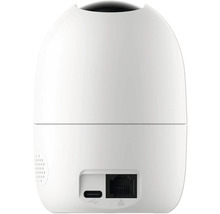 Achteraanzicht van een beveiligingscamera met USB- en Ethernet-aansluitingen