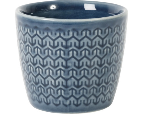 Blauwe bloempot met motief