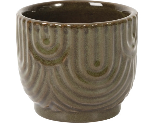 Decoratieve bloempot van keramiek met gegroefd patroon
