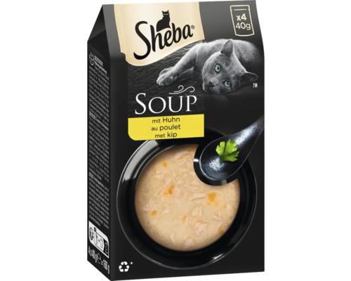 Sheba Soup kattenvoer met kip, 4 x 40 gram
