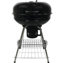 Zwarte houtskoolbarbecue met deksel en opbergrek