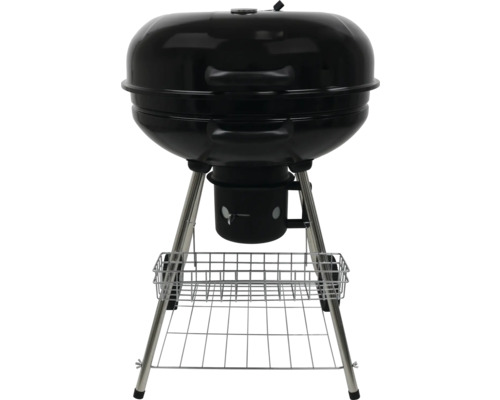 Zwarte houtskoolbarbecue met deksel en opbergrek