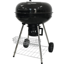 Zwarte bol barbecue met opbergrek en wielen