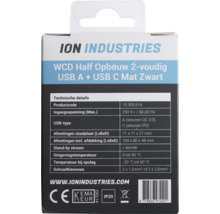 ION Industries WCD Half Opbouw 2-voudig USB A + USB C Mat Zwart verpakking