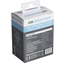 ION Industries wandcontactdoos half opbouw, tweevoudig, USB A plus USB C, mat zwart