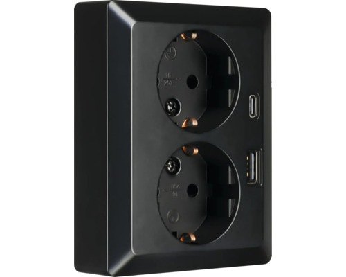 Dubbel stopcontact met USB- en USB-C-aansluiting