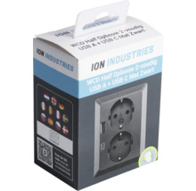 ION Industries dubbel stopcontact met USB A en USB C aansluiting, opbouwmontage, in verpakking