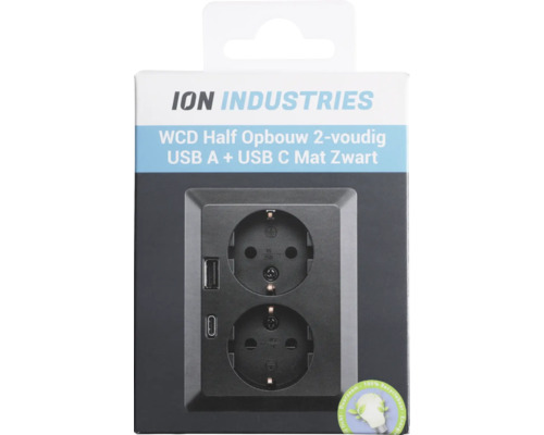 ION Industries dubbel stopcontact voor opbouwmontage met USB A en USB C