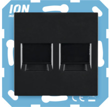 Dubbele data-aansluitdoos in zwart voor wandmontage