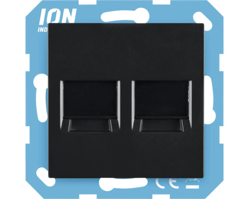 Dubbele data-aansluitdoos in zwart voor wandmontage