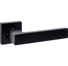 Zwarte deurkruk met vierkante rozet en led-indicator