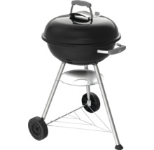 Zwarte kogelbarbecue met wielen en opbergruimte voor de tuin