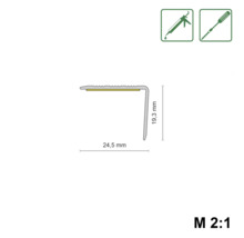 Profieldoorsnede met afmetingen van 24,5 mm en 19,3 mm