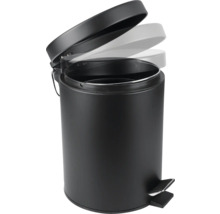 Zwarte pedaalemmer met open deksel.