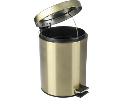 Open goudkleurige afvalemmer met pedaal voor binnenshuis