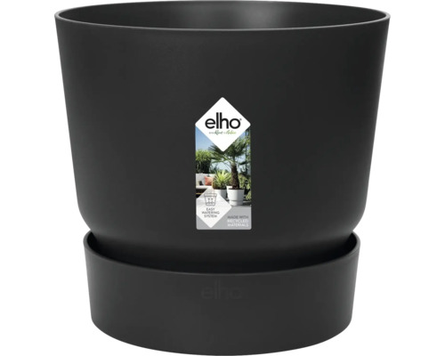 ELHO Pot Greenville zwart Ø29,5 cm Zwarte bloempot met irrigatiesysteem