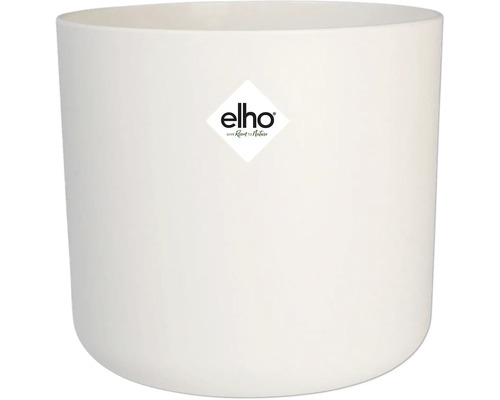 Witte bloempot met Elho logo