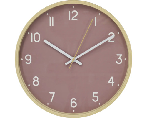 Ronde wandklok met wijzerplaat en houten frame