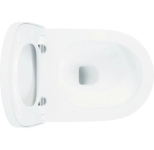 Wit toilet met open toiletdeksel van bovenaf