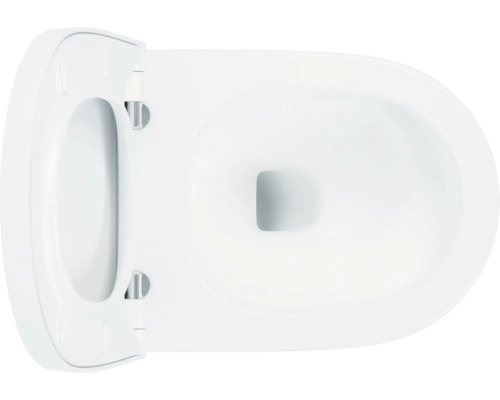 Wit toilet met open toiletdeksel van bovenaf
