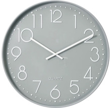Grijze wandklok met quartz uurwerk en wijzerplaat