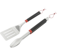 Barbecuetensillenset met een spatel en een tang van roestvrij staal