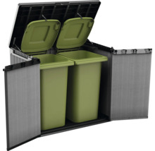 Afvalcontainerbox met twee groene afvalcontainers