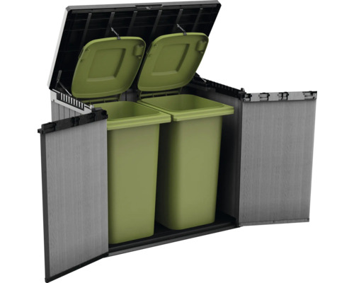 Afvalcontainerbox met twee groene afvalcontainers