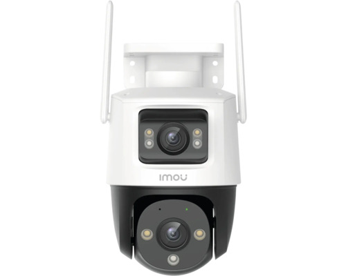 Beveiligingscamera met twee lenzen en antennes