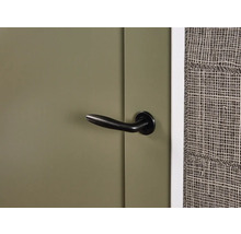 Groene deur met zwarte deurklink