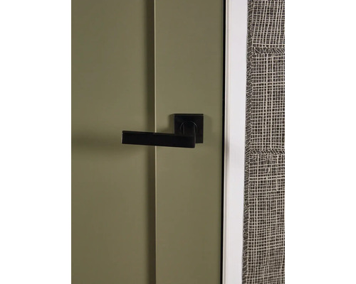 Gesloten binnendeur met zwarte deurklink