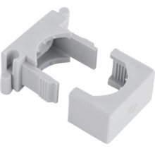 Twee grijze meubelverbinders van kunststof