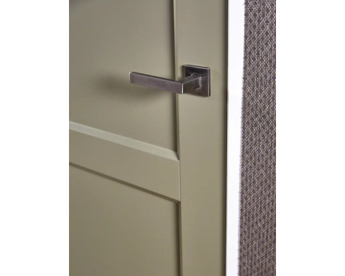 Detail van een binnendeur met een metalen deurklink.