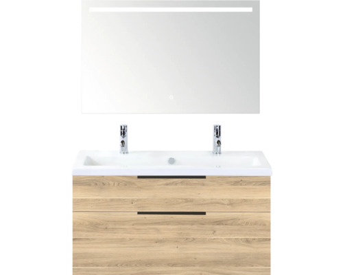 Wastafelcombinatie met spiegel en twee laden