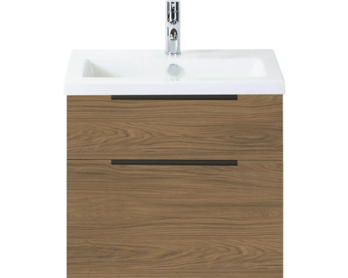 SANOX Badkamermeubelset Think honey 60 cm met twee lades incl. keramische wastafel met één kraangat Wastafelonderkast met twee laden, wastafel en kraan