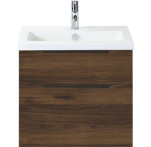 Wastafelonderkast met twee laden, keramische wastafel en kraan