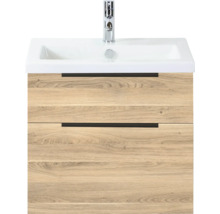 Wastafelonderkast met twee lades, wastafel en kraan