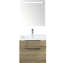 Wastafel met onderkast en verlichte spiegel voor de badkamer