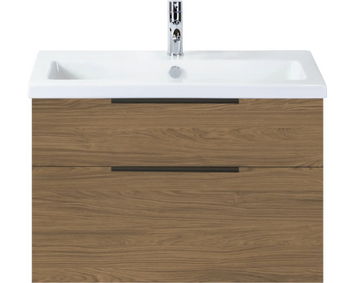 SANOX Badkamermeubelset Think honey 80 cm met twee lades incl. keramische wastafel met één kraangat Wastafelonderkast met twee laden en keramische wastafel