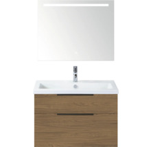 Wastafel met spiegel en onderkast in de badkamer