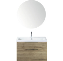 Wastafelmeubel met onderkast en ronde spiegel
