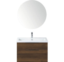 Wastafelcombinatie met ronde spiegel, wastafel en onderkast