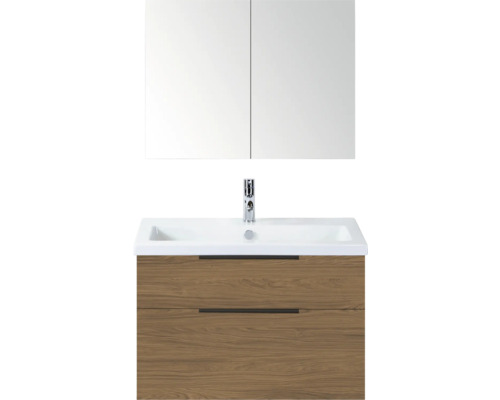 Wastafelmeubel met spiegelkast, houtstructuur