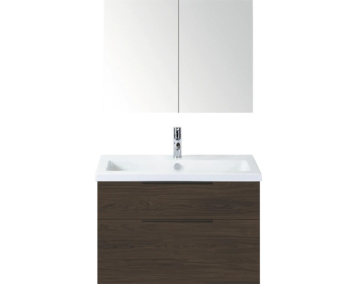 Wastafelcombinatie met spiegelkast, wastafelonderkast met twee laden