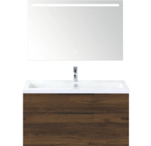 Wastafelcombinatie met wastafel, onderkast en spiegel met verlichting