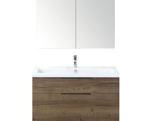 Wastafelcombinatie met onderkast, wastafel en spiegelkast