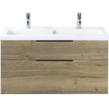 Wastafelonderkast met twee laden en opzetwastafel