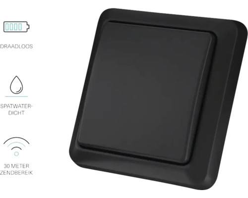Zwarte draadloze lichtschakelaar