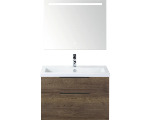Wastafelmeubel met onderkast en spiegel met verlichting