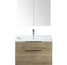 Wastafelmeubel met twee laden, wastafel en spiegelkast